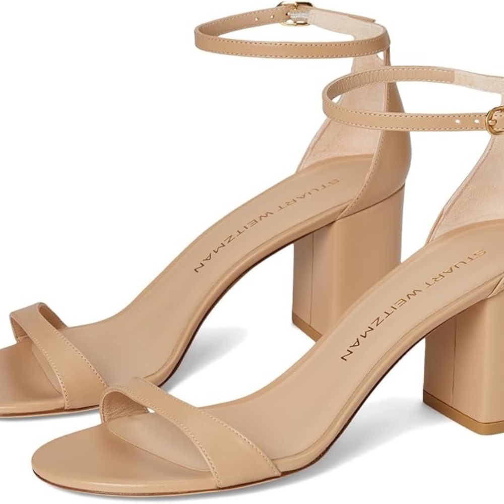 Stuart Weitzman Beige Nude Block Heel Sandals